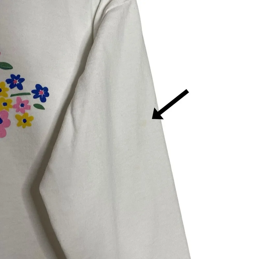Vintage 90s OshKosh B'gosh Shirt Girls 5 White Top Flowers Long Sleeve USA Y2K